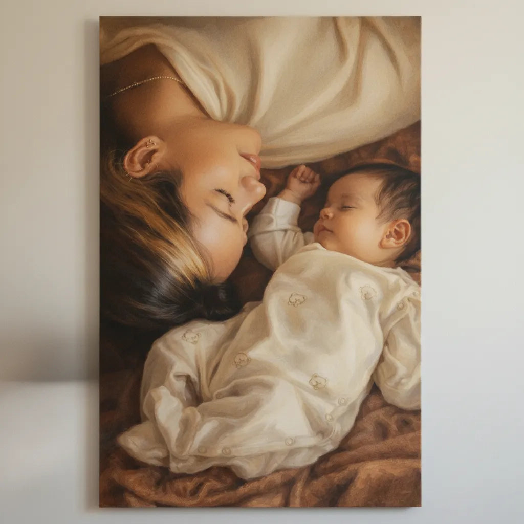 Personalisiertes Baby-Schild im Gemälde-Stil – Dein Foto als liebevolles Kunstwerk
