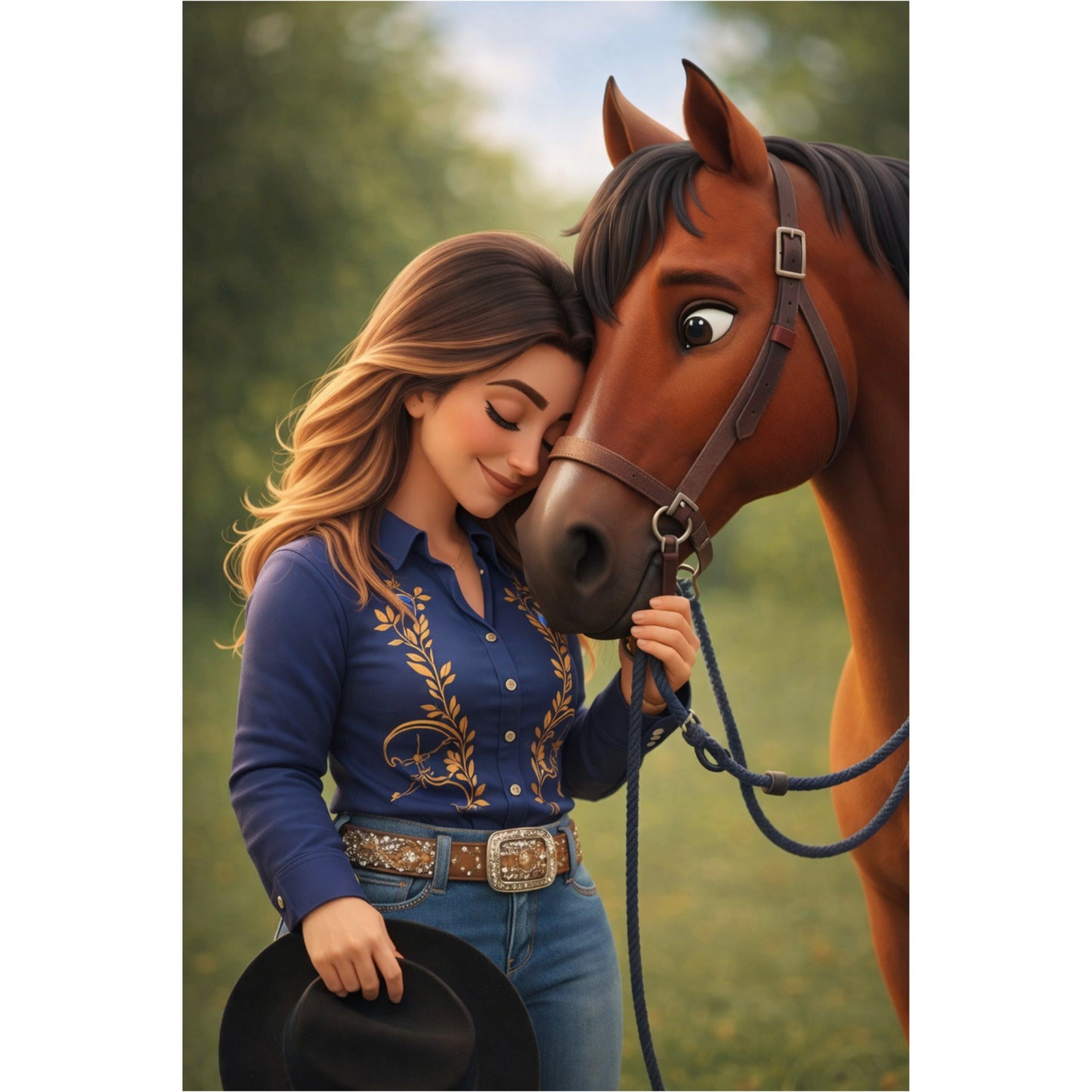 Personalisiertes Pferde-Schild im Cartoon-Stil – Dein Foto als Zeichentrick-Kunstwerk