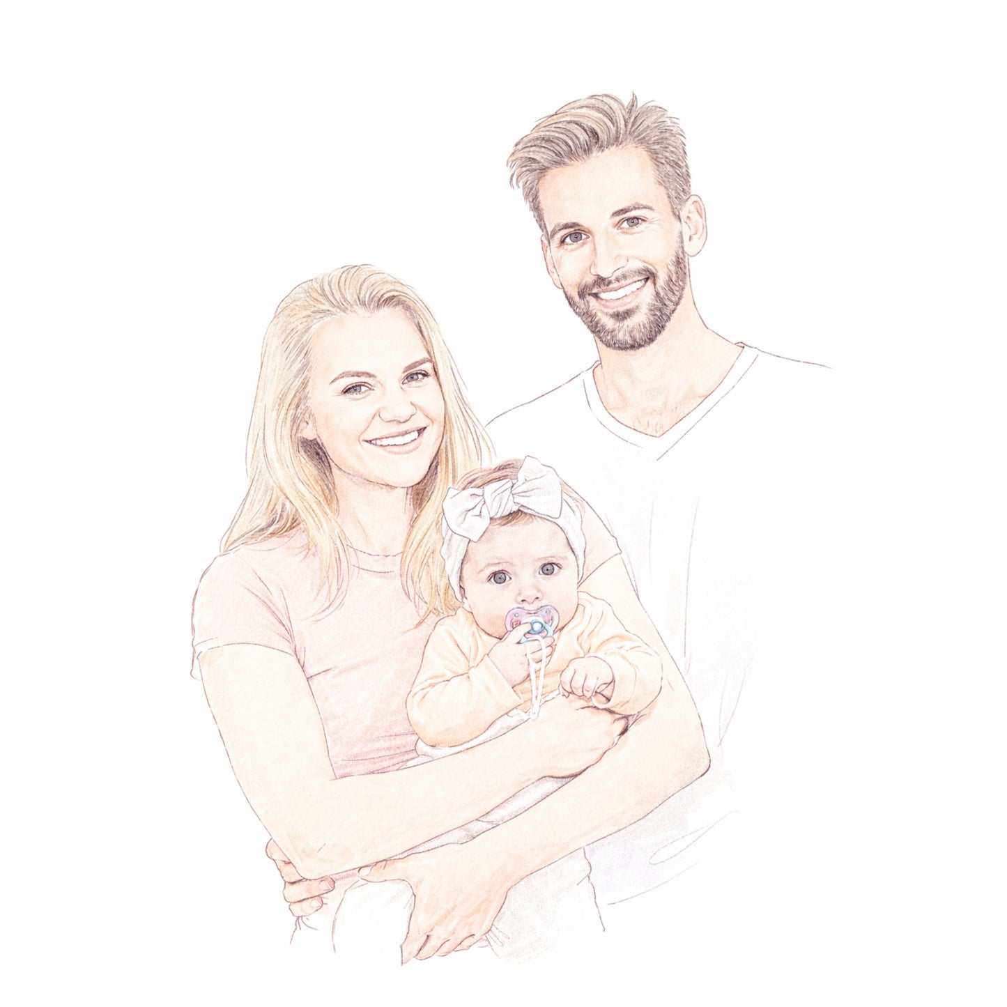 Personalisiertes Familien-Schild im Bleistift-Stil – Dein Foto als liebevolles Kunstwerk
