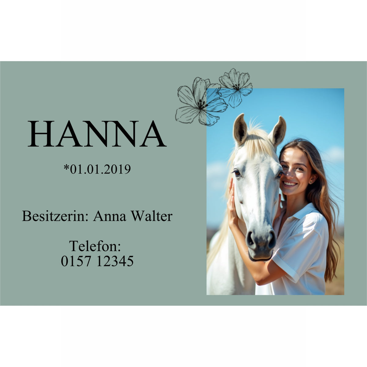 Boxenschild Pferd personalisiert – Modernes Design mit Foto & Namen