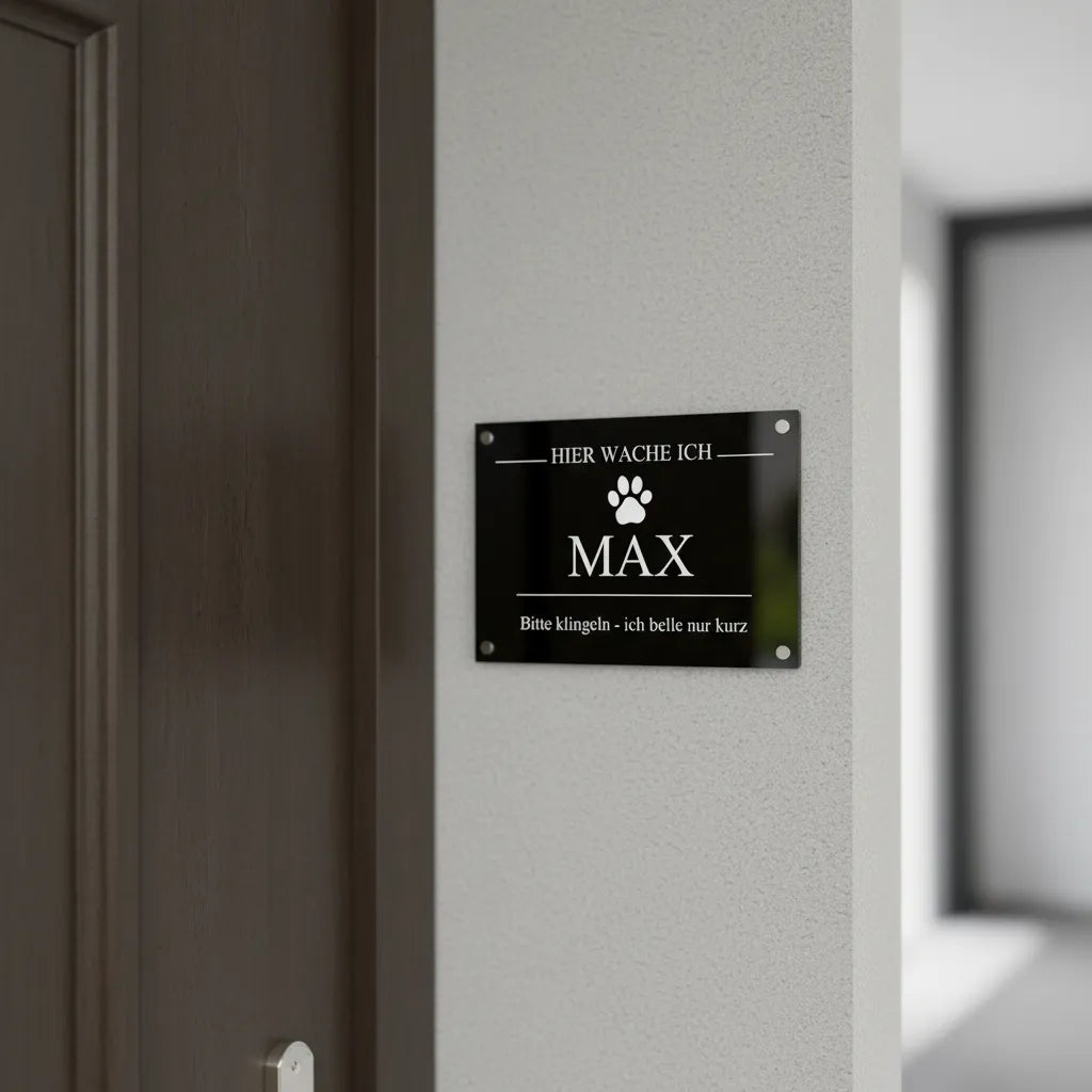 Hundeschild Modell Neo – Personalisiert für Haustür & Garten