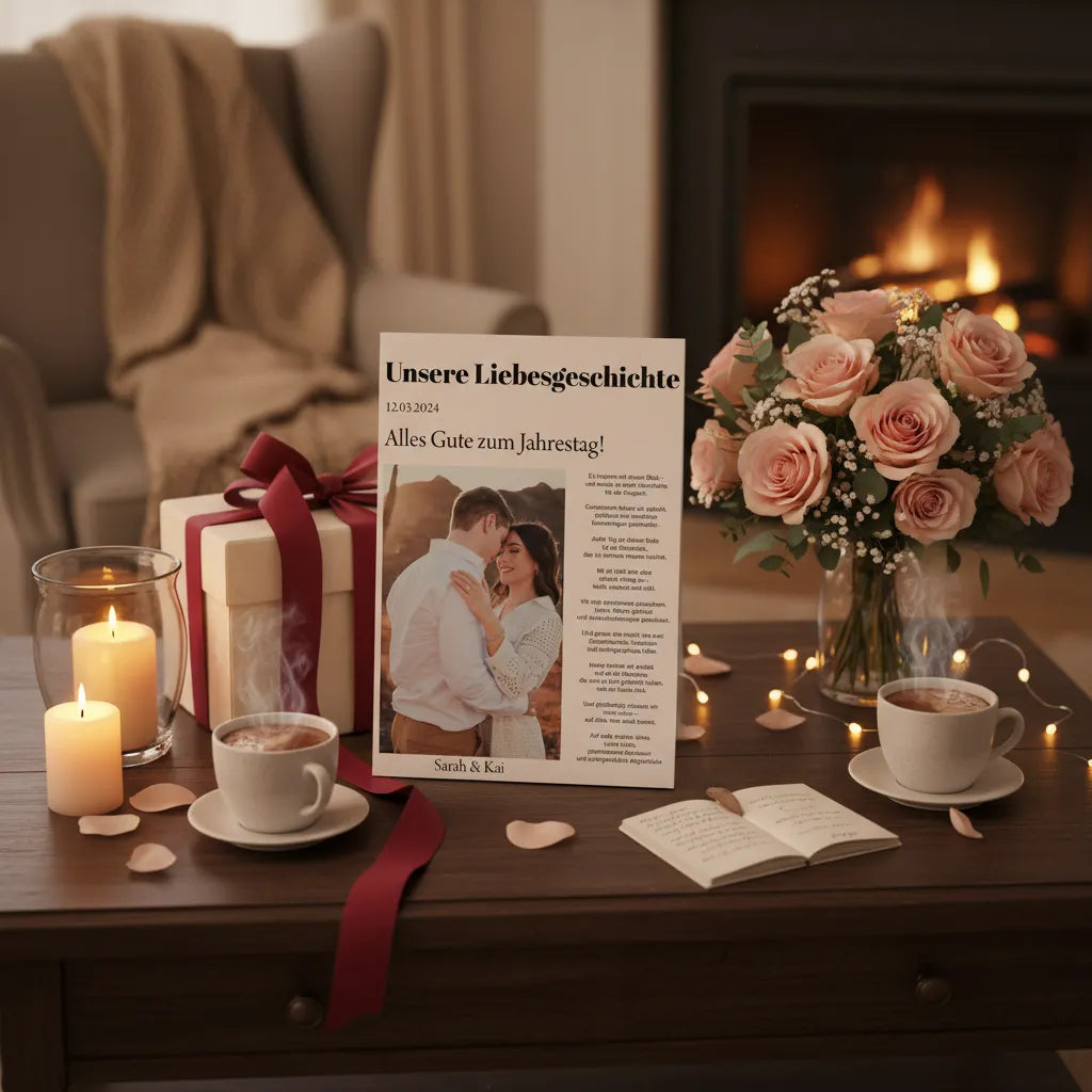 Liebeszeitung Modell Sarah & Kai – Personalisiert mit Foto & eurer Geschichte