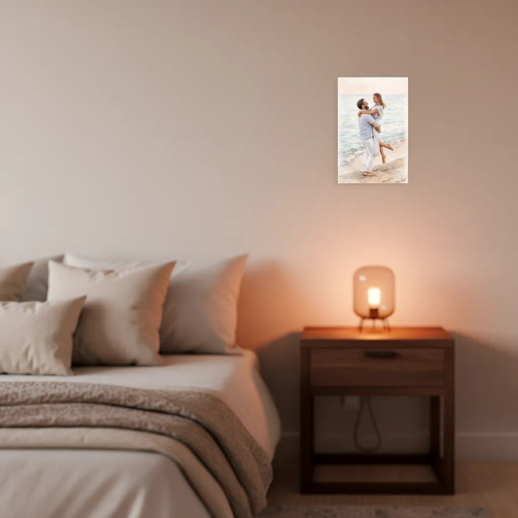 Personalisiertes Paar-Schild im Aquarell-Stil – Dein Foto als sanftes Kunstwerk