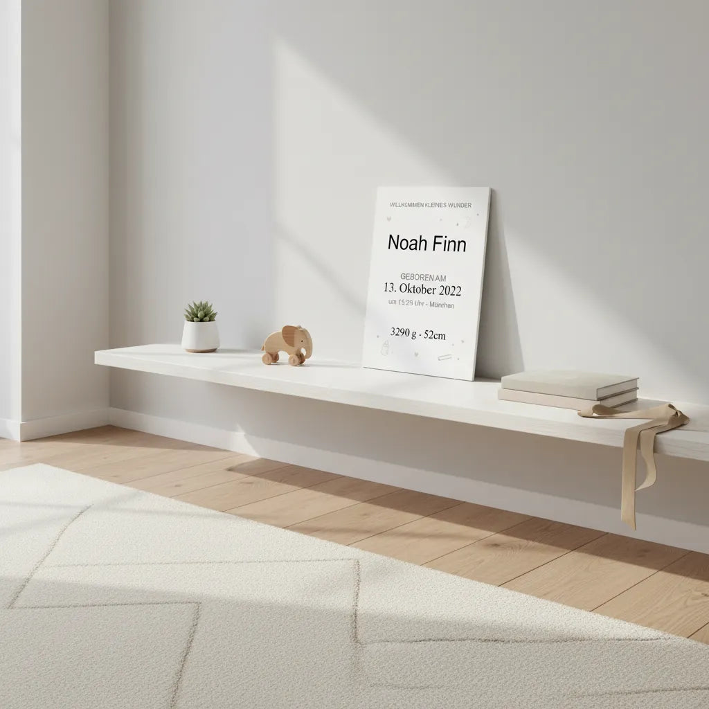 Baby Geburts Schild Modell Noah – Minimalistisch & personalisiert