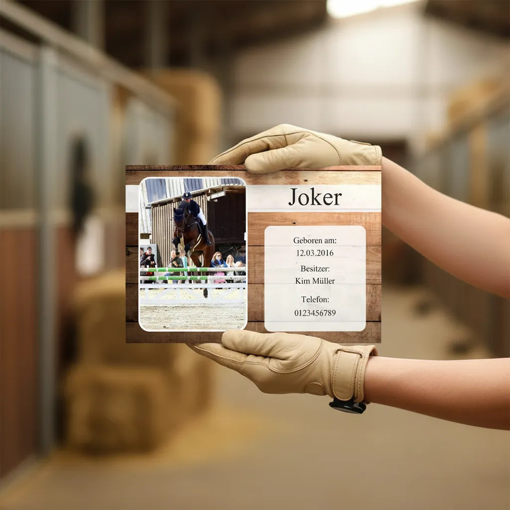 Boxenschild Pferd personalisiert – Holz Design mit Foto & Namen