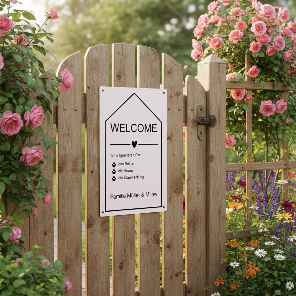 Welcome Hundeschild – Personalisiert mit Namen & Hunderegeln