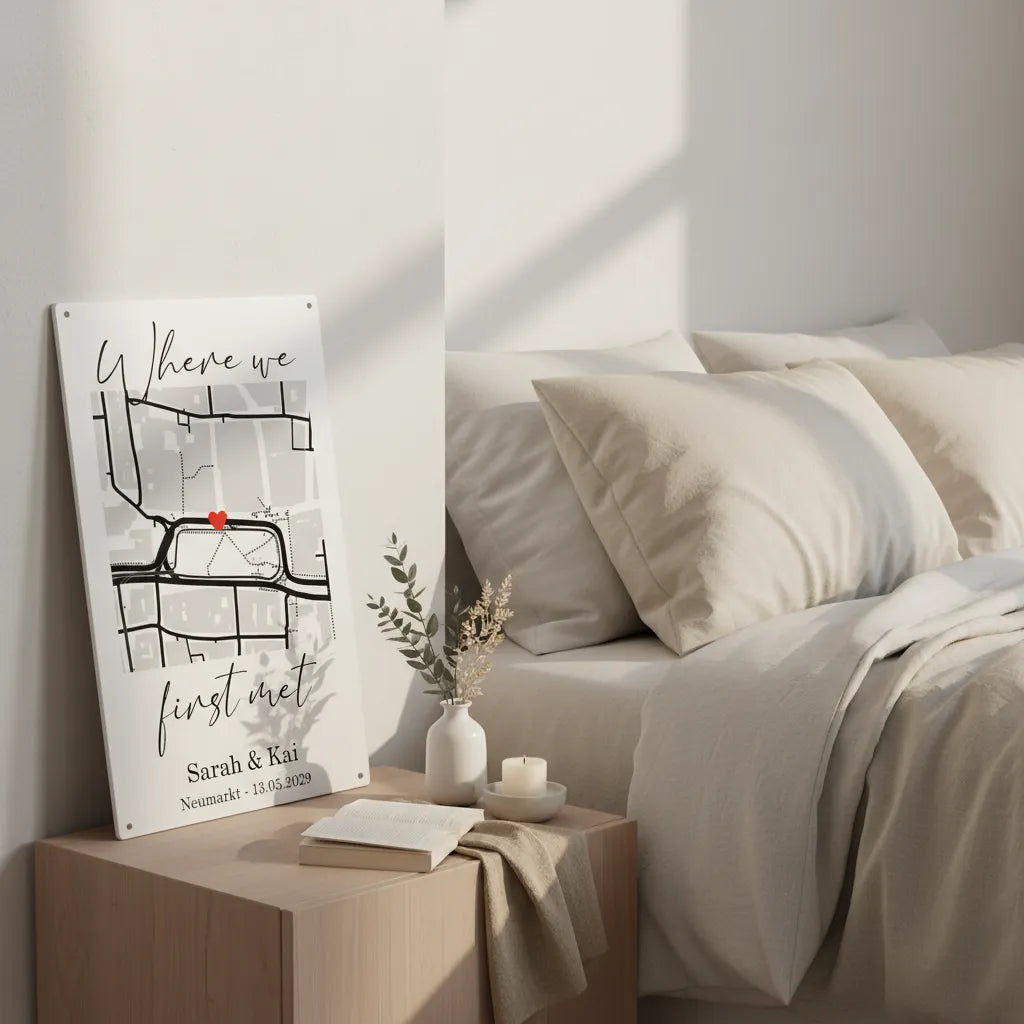Where We First Met – Personalisierte Stadtkarte mit Foto & Datum