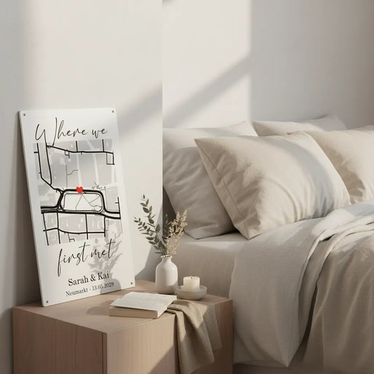 Where We First Met – Personalisierte Stadtkarte mit Foto & Datum