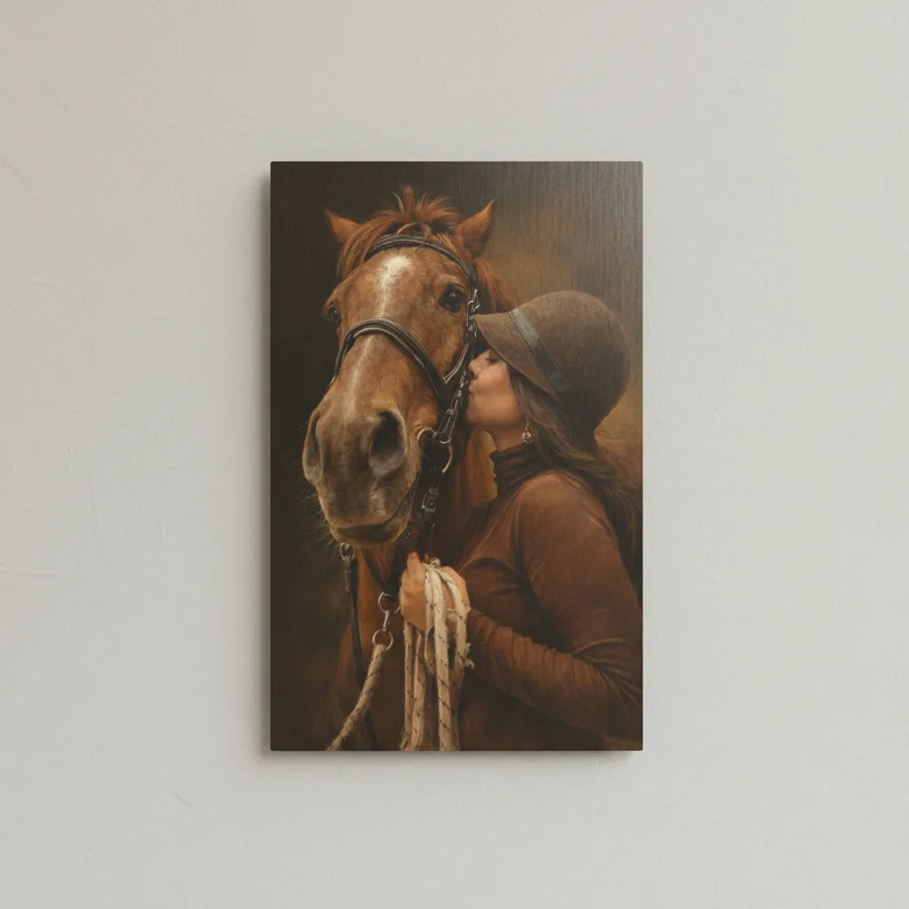 Personalisiertes Pferde-Schild im Gemälde-Stil – Dein Foto als liebevolles Kunstwerk