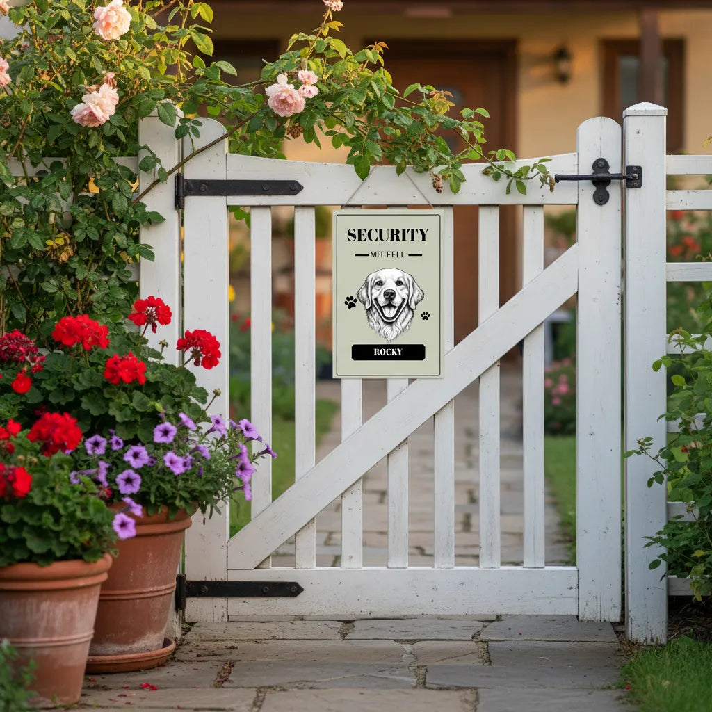 Security mit Fell – Personalisiertes Hundeschild mit Namen