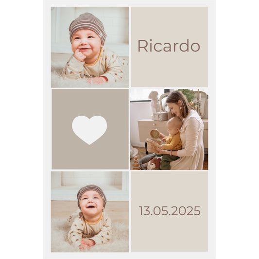 Baby Geburts Schild Modell Ric – Personalisiert mit Name, Datum & Geburtsdaten
