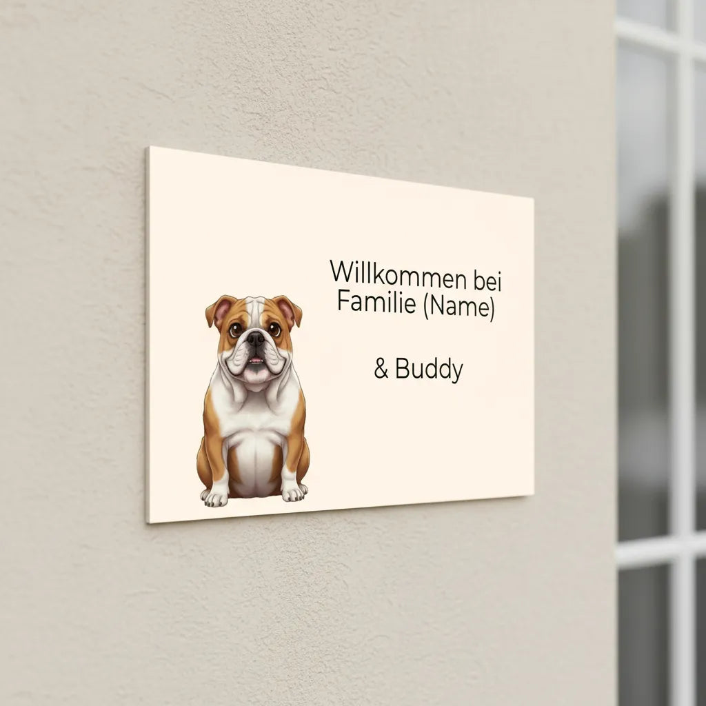 Hundeschild Modell Buddy – Personalisiertes Türschild für Familie & Hund