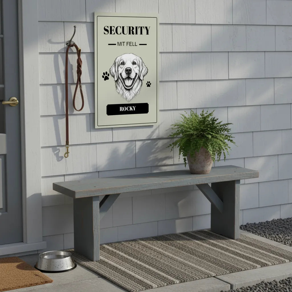 Security mit Fell – Personalisiertes Hundeschild mit Namen