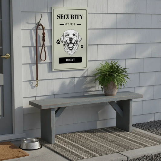 Security mit Fell – Personalisiertes Hundeschild mit Namen
