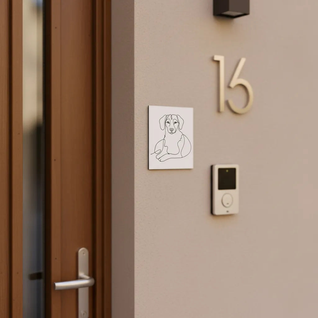 Personalisiertes Hunde-Schild im Line Art Stil – Dein Foto als minimalistisches Kunstwerk