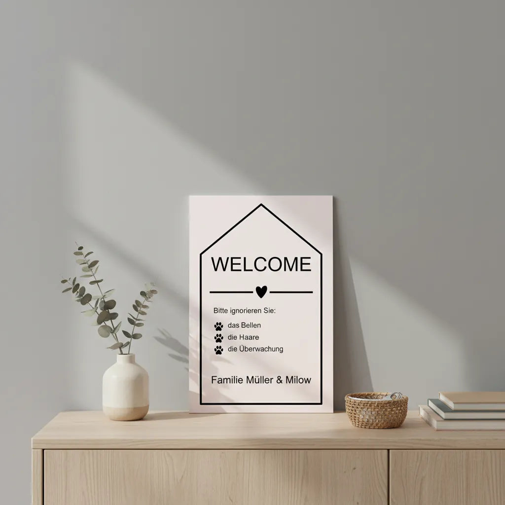 Welcome Hundeschild – Personalisiert mit Namen & Hunderegeln