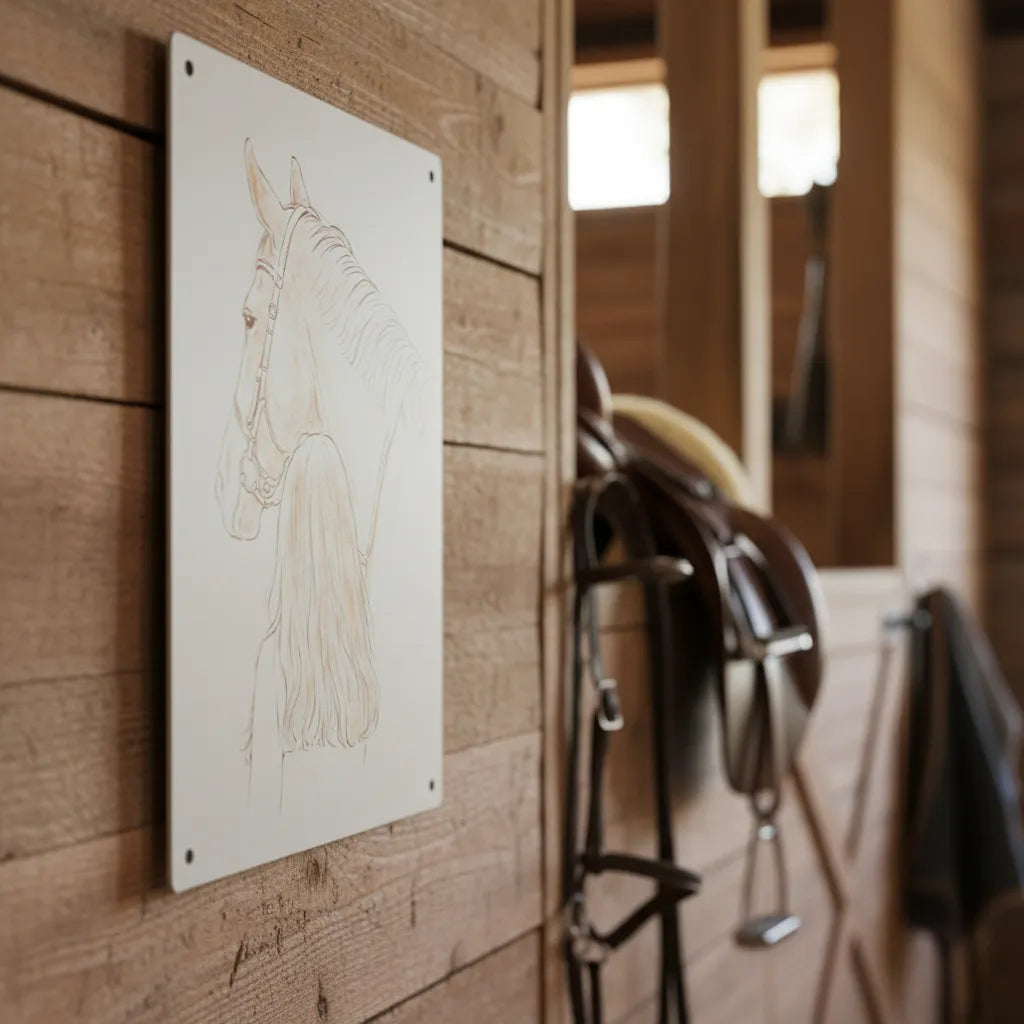 Personalisiertes Pferde-Schild im Bleistift-Stil – Dein Foto als handgezeichnetes Kunstwerk