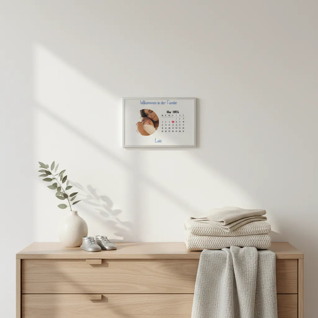 Personalisierter Baby Kalender mit Foto – Willkommen in der Familie