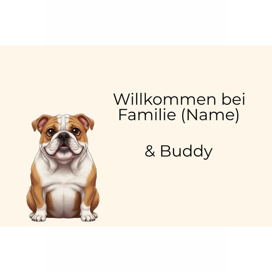 Hundeschild Modell Buddy – Personalisiertes Türschild für Familie & Hund