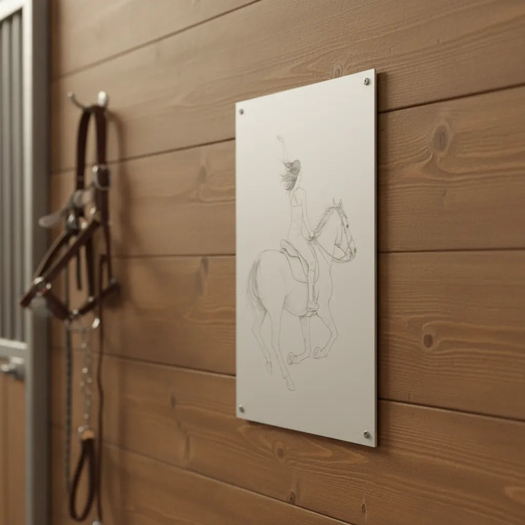 Personalisiertes Pferde-Schild im Line Art Stil – Dein Foto als minimalistisches Kunstwerk