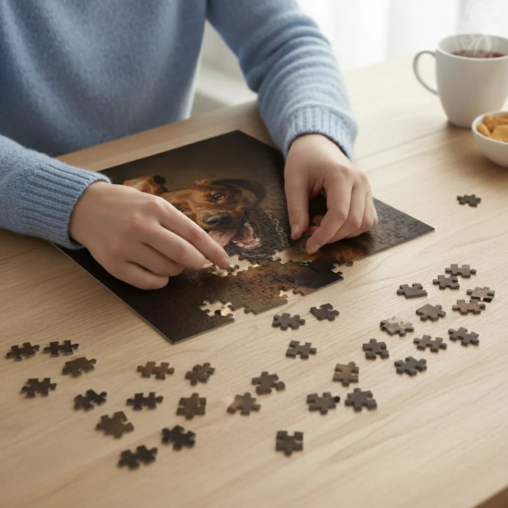 Personalisiertes Hunde Puzzle im Ölmalerei Stil – Dein Foto als Kunstwerk
