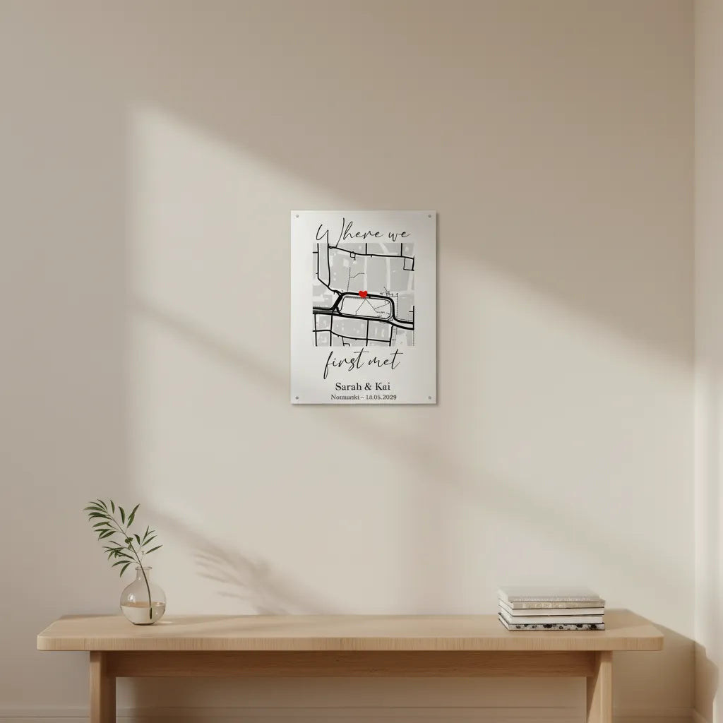Where We First Met – Personalisierte Stadtkarte mit Foto & Datum