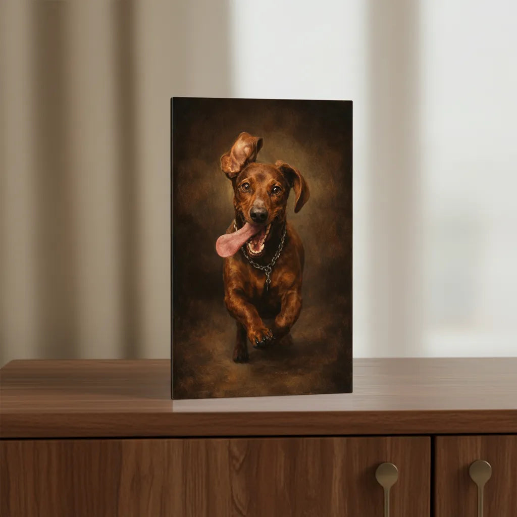 Personalisiertes Hunde-Schild im Gemälde-Stil – Dein Foto als edles Kunstwerk