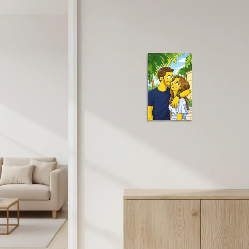 Personalisiertes Paar-Schild im Cartoon-Stil – Dein Foto als Zeichentrick