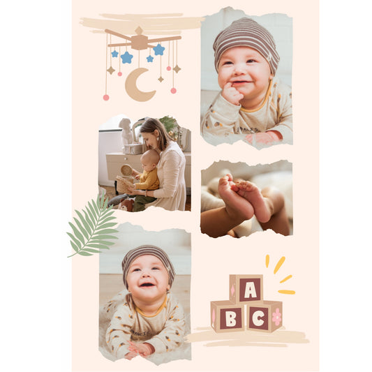 Baby Foto Collage Schild Modell Leo – Personalisiert mit deinen Lieblingsmomenten