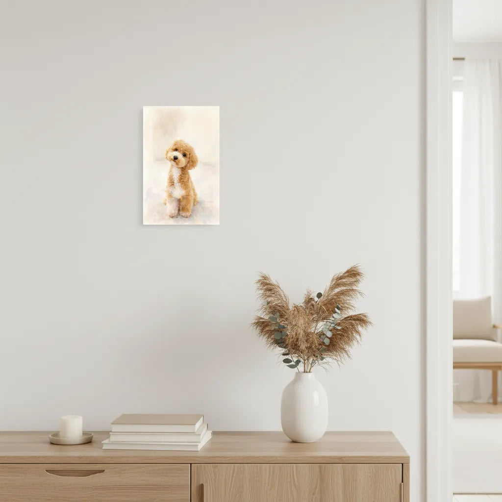 Personalisiertes Hunde-Schild im Aquarell-Stil – Dein Foto als liebevolles Kunstwerk