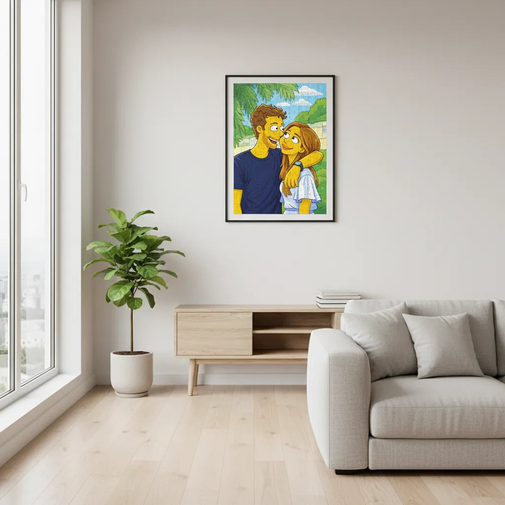 Individuelles Cartoon Paar Puzzle – Personalisiertes Fotopuzzle im Comic Stil