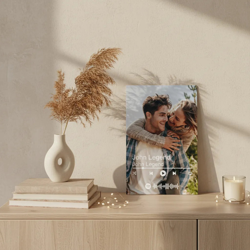 Personalisierte Musiktafel mit Foto & QR Code – Euer Lieblingssong