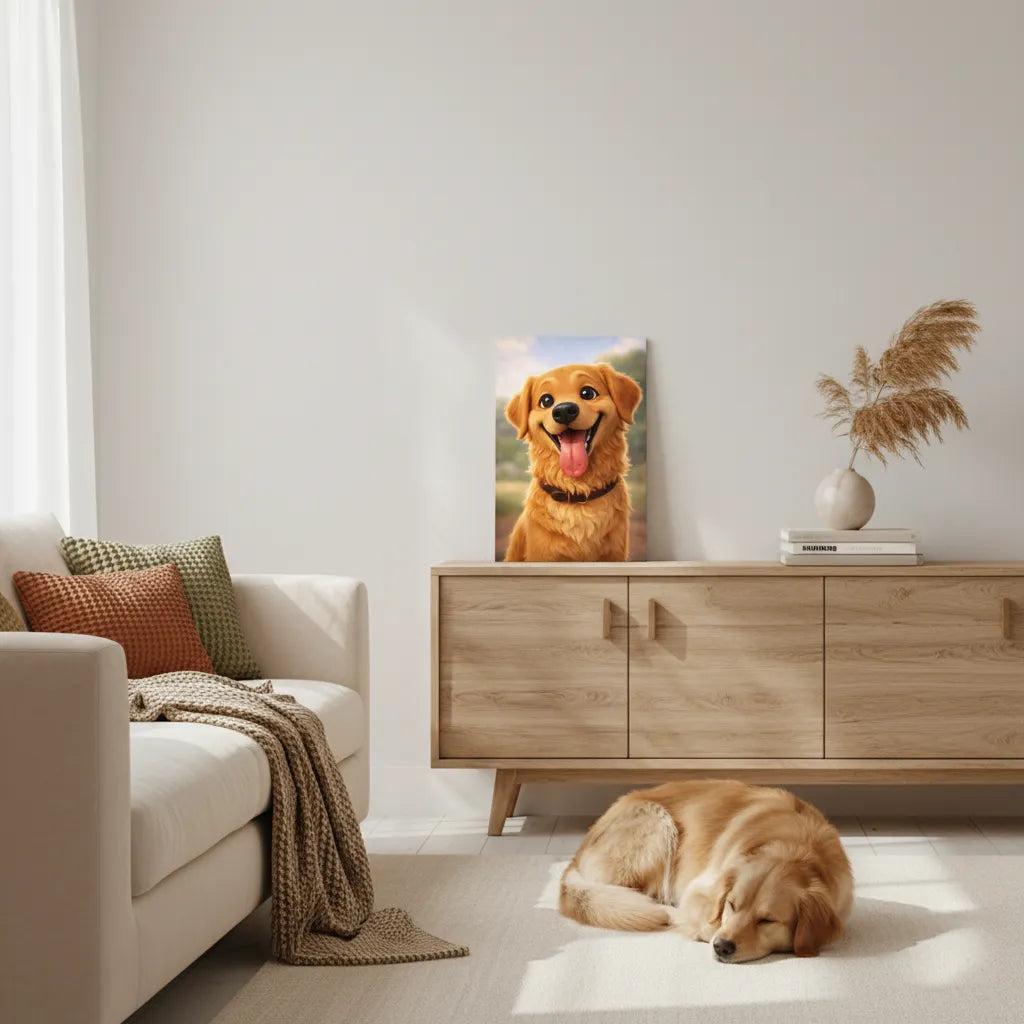 Personalisiertes Hunde-Schild im Cartoon-Stil – Dein Foto als Zeichentrick