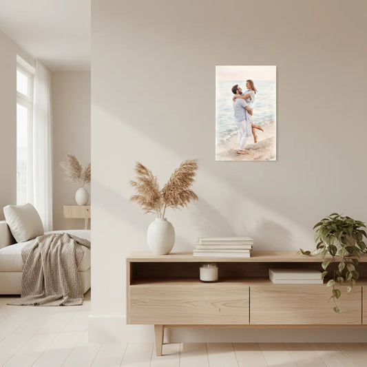 Personalisiertes Paar-Schild im Aquarell-Stil – Dein Foto als sanftes Kunstwerk