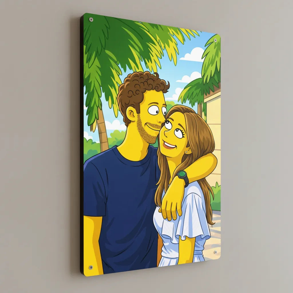 Personalisiertes Paar-Schild im Cartoon-Stil – Dein Foto als Zeichentrick