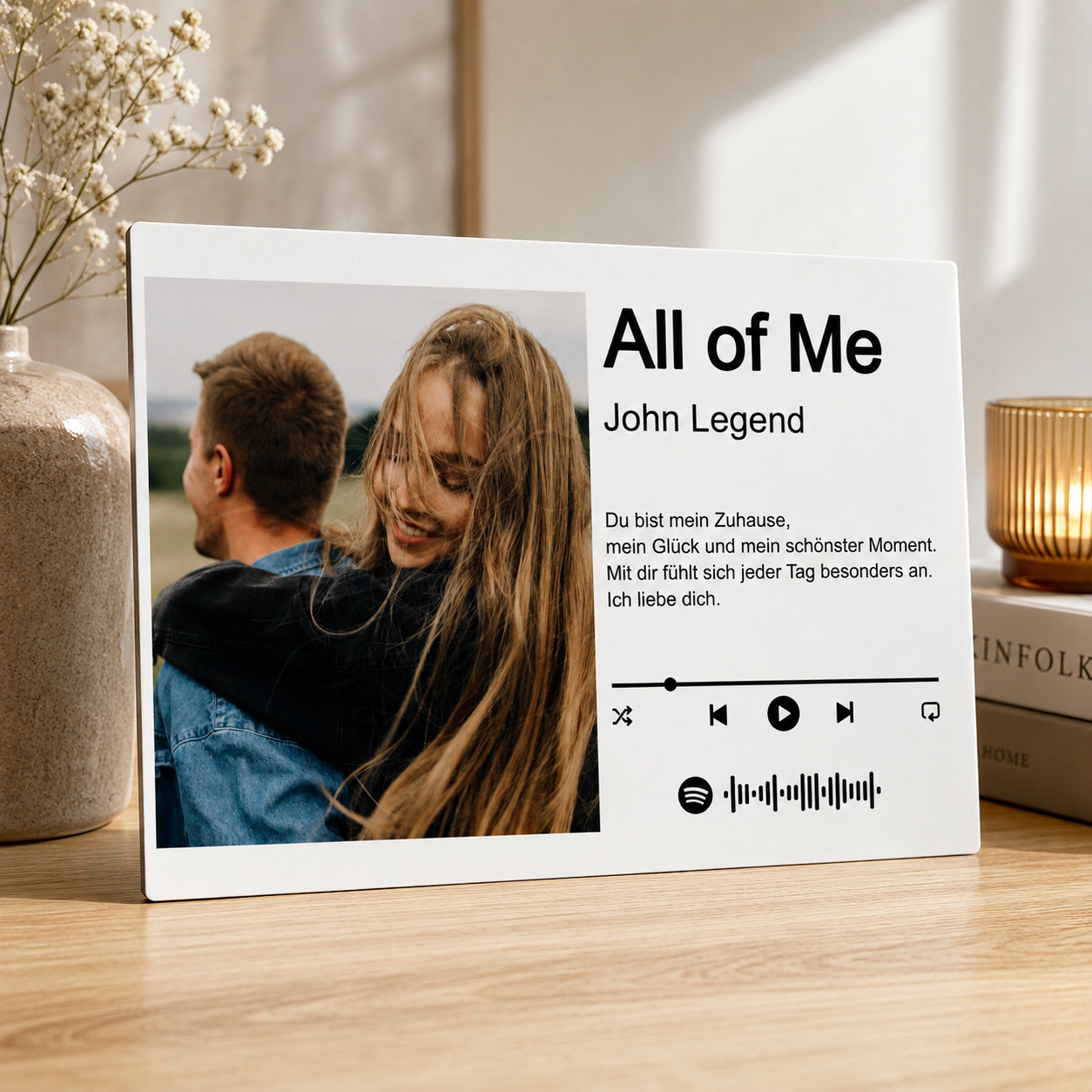 Personalisierter Song QR Code mit Foto – Euer Lieblingslied auf Alu Weiß