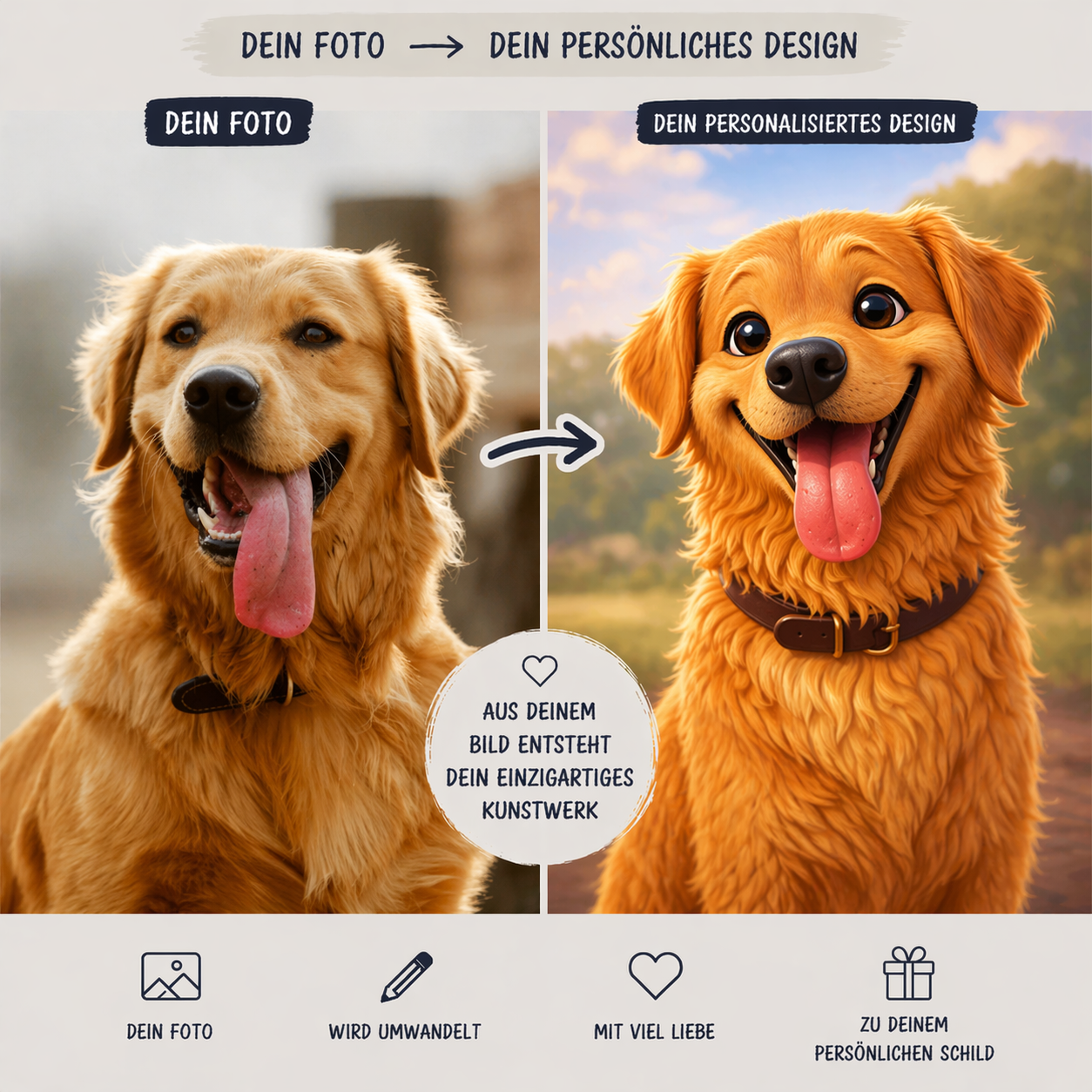 Personalisiertes Hunde Cartoon Puzzle – Dein Foto als Zeichentrick