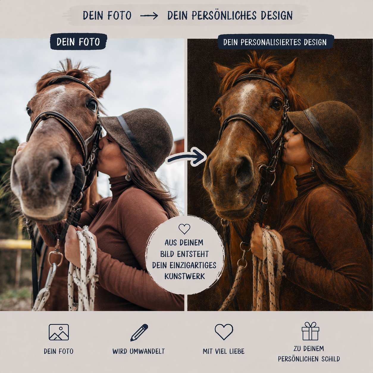 Reiterliebe – Personalisiertes Pferde Puzzle im Ölmalerei Stil