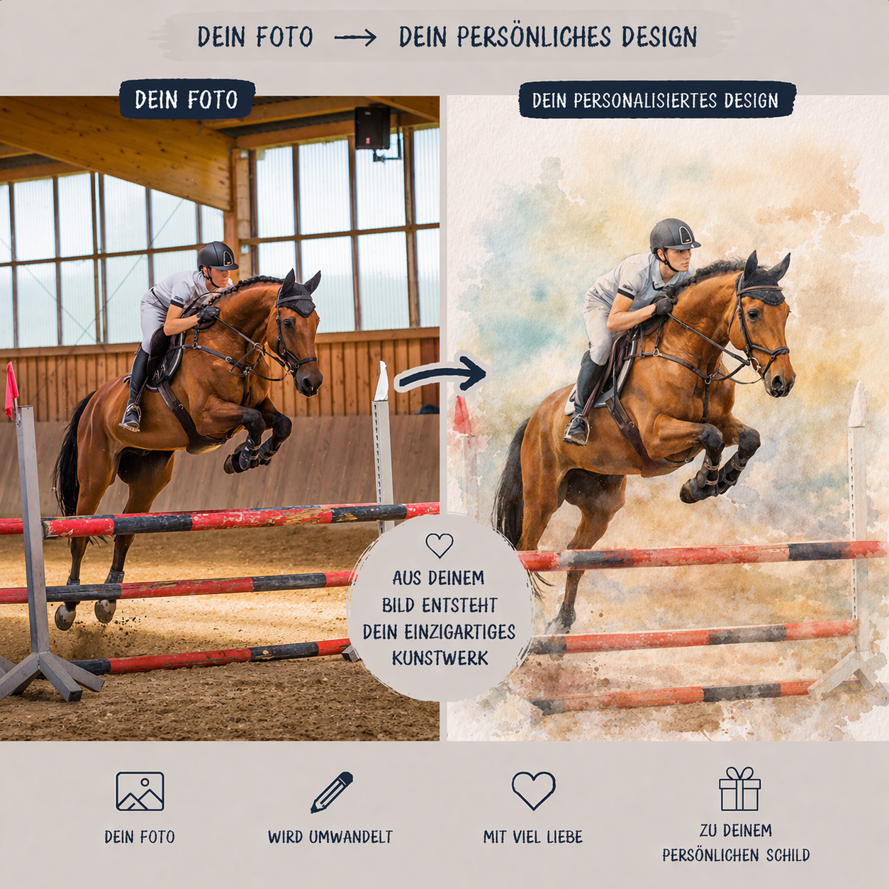 Personalisiertes Foto Puzzle Pferd – Aquarell