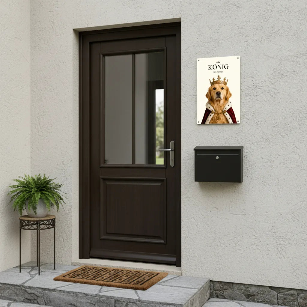 König mit Fell – Personalisiertes Hundeschild mit Namen