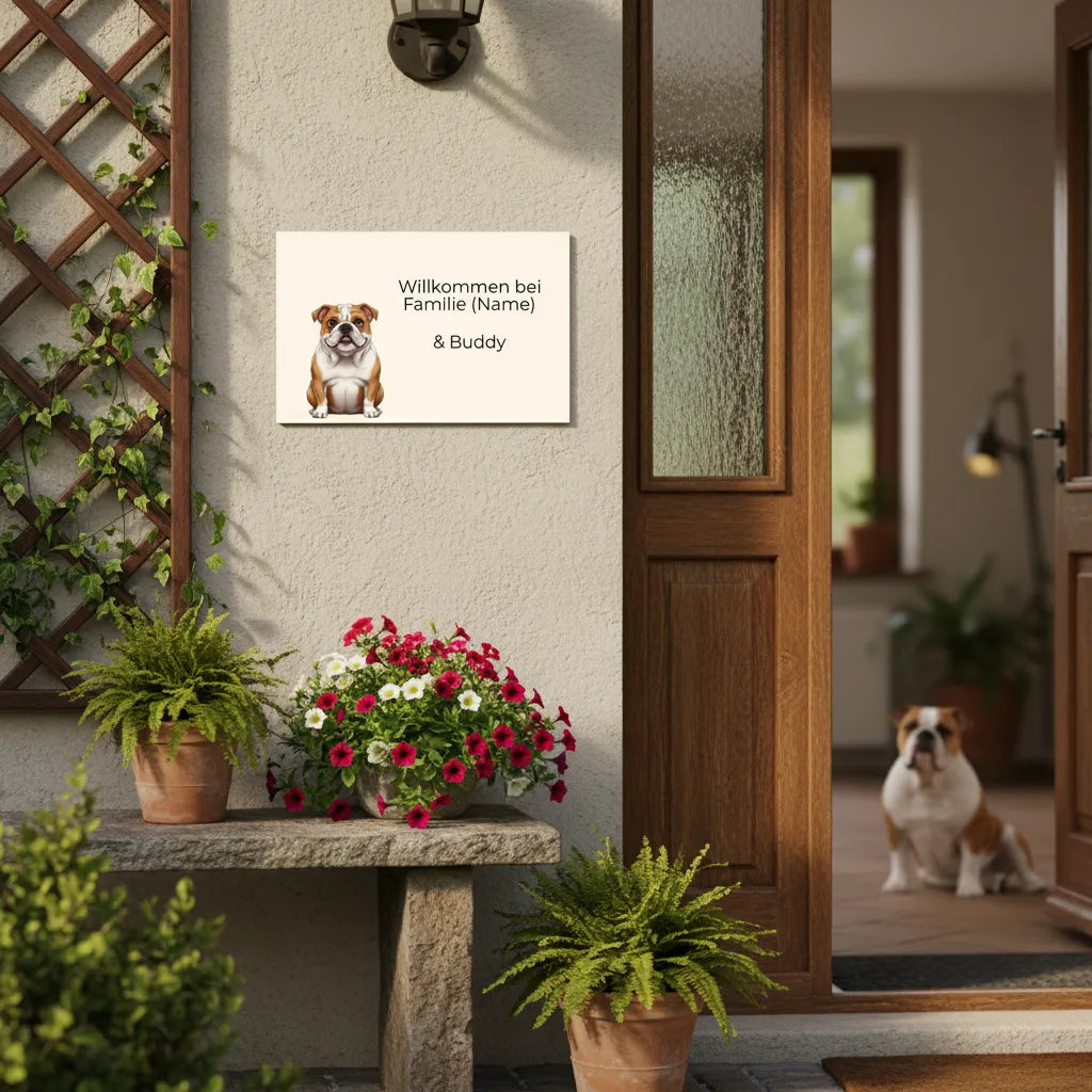 Hundeschild Modell Buddy – Personalisiertes Türschild für Familie & Hund