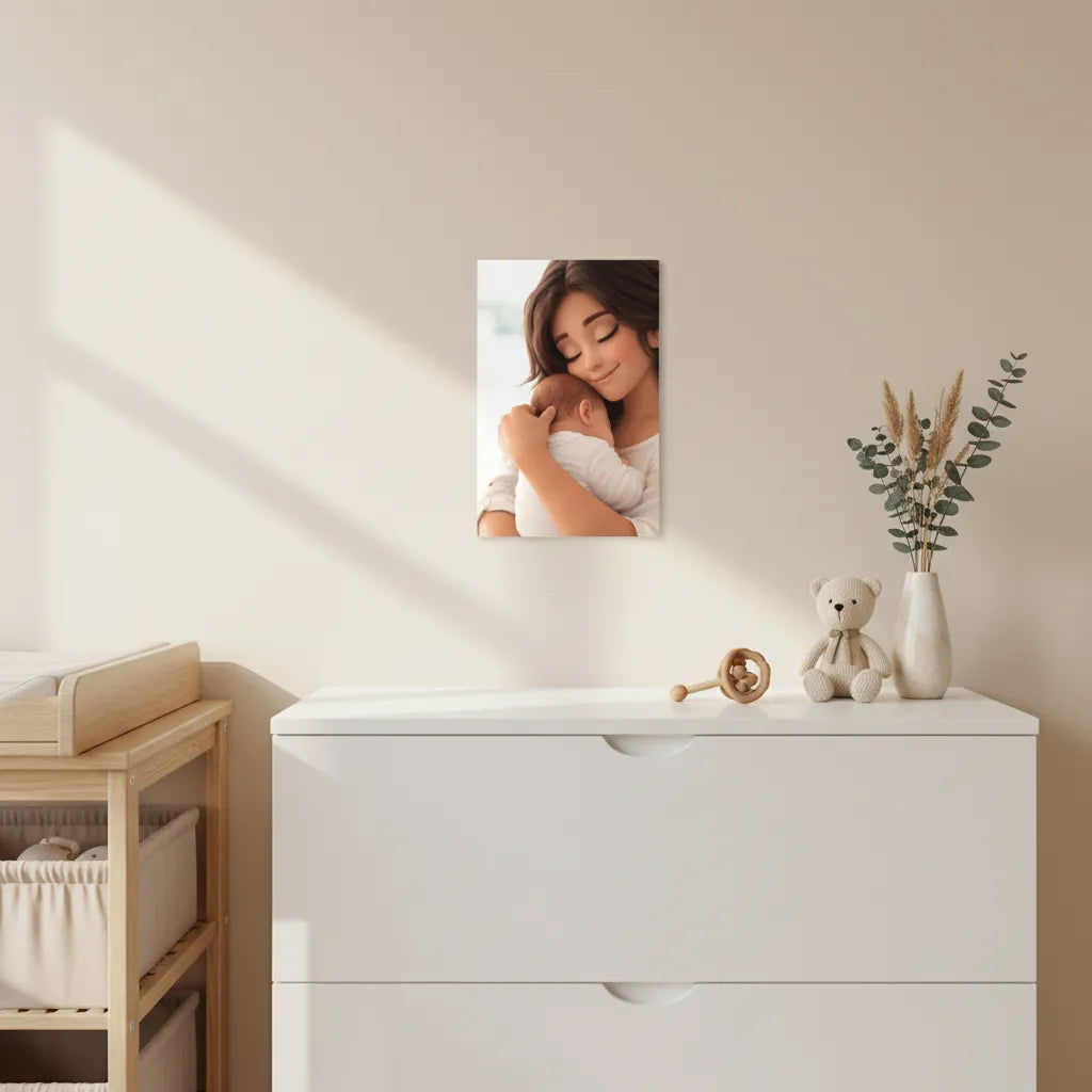 Personalisiertes Baby-Schild im Cartoon-Stil – Dein Foto als liebevolles Kunstwerk
