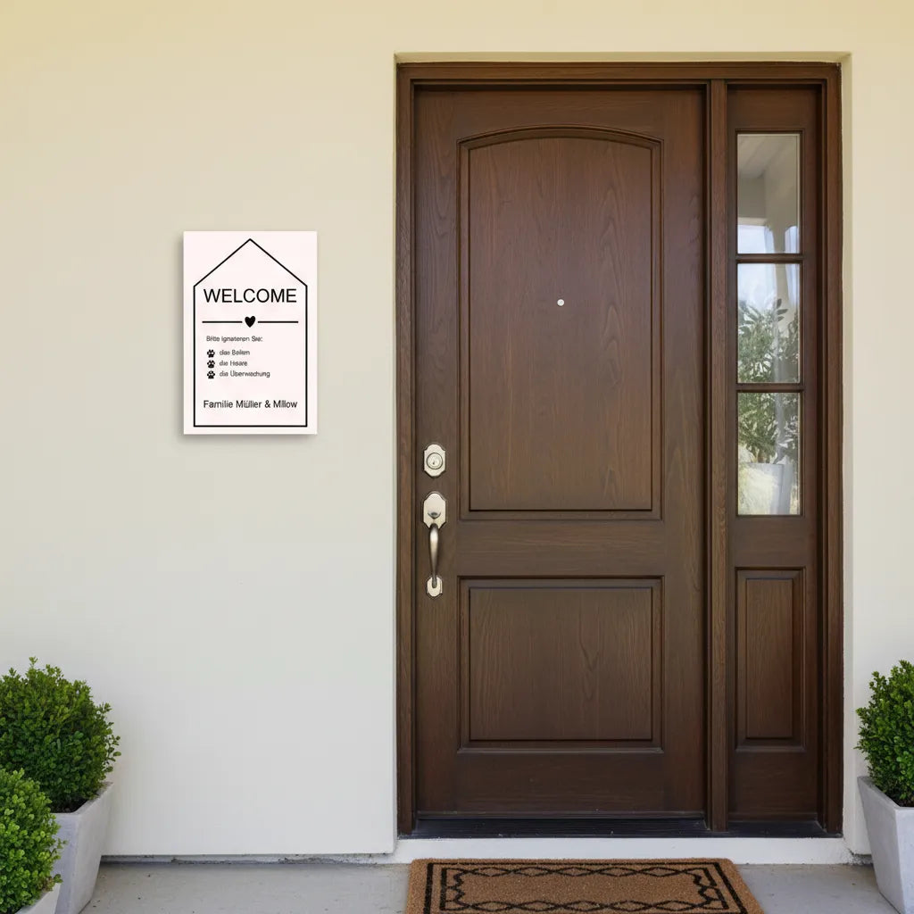 Welcome Hundeschild – Personalisiert mit Namen & Hunderegeln
