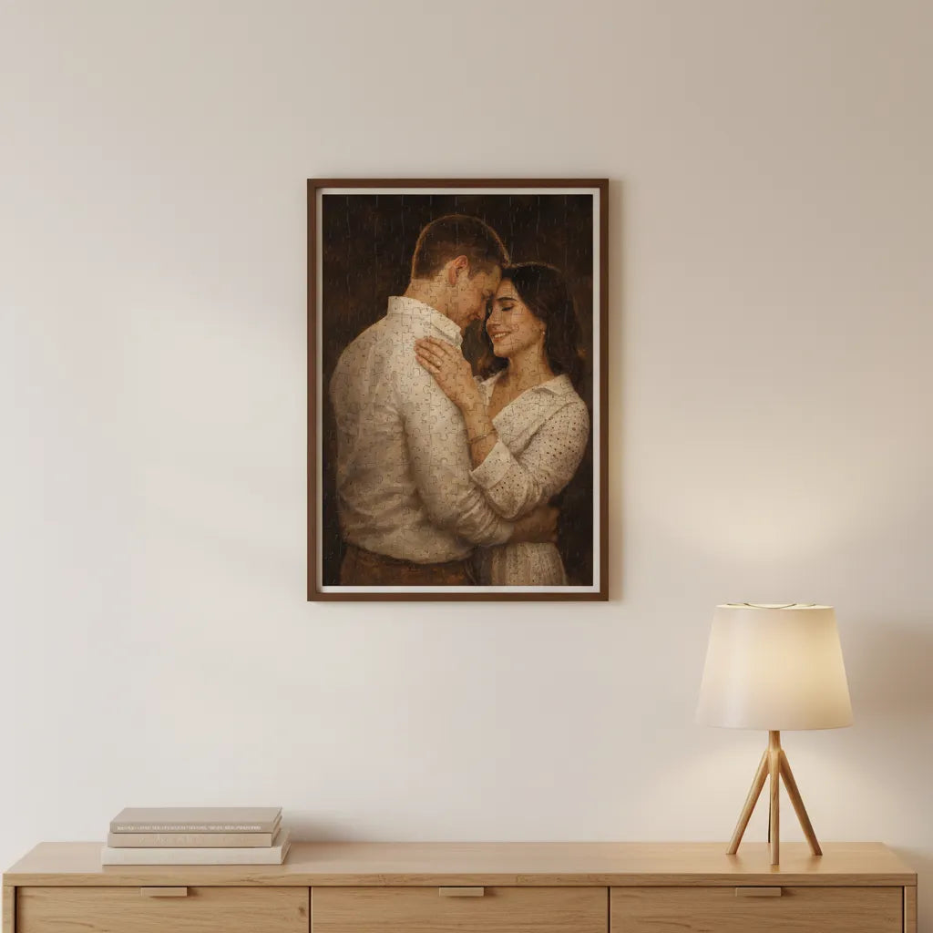 Personalisiertes Paar Puzzle im Ölmalerei Stil – Dein Foto als Kunstwerk