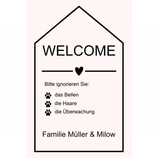 Welcome Hundeschild – Personalisiert mit Namen & Hunderegeln