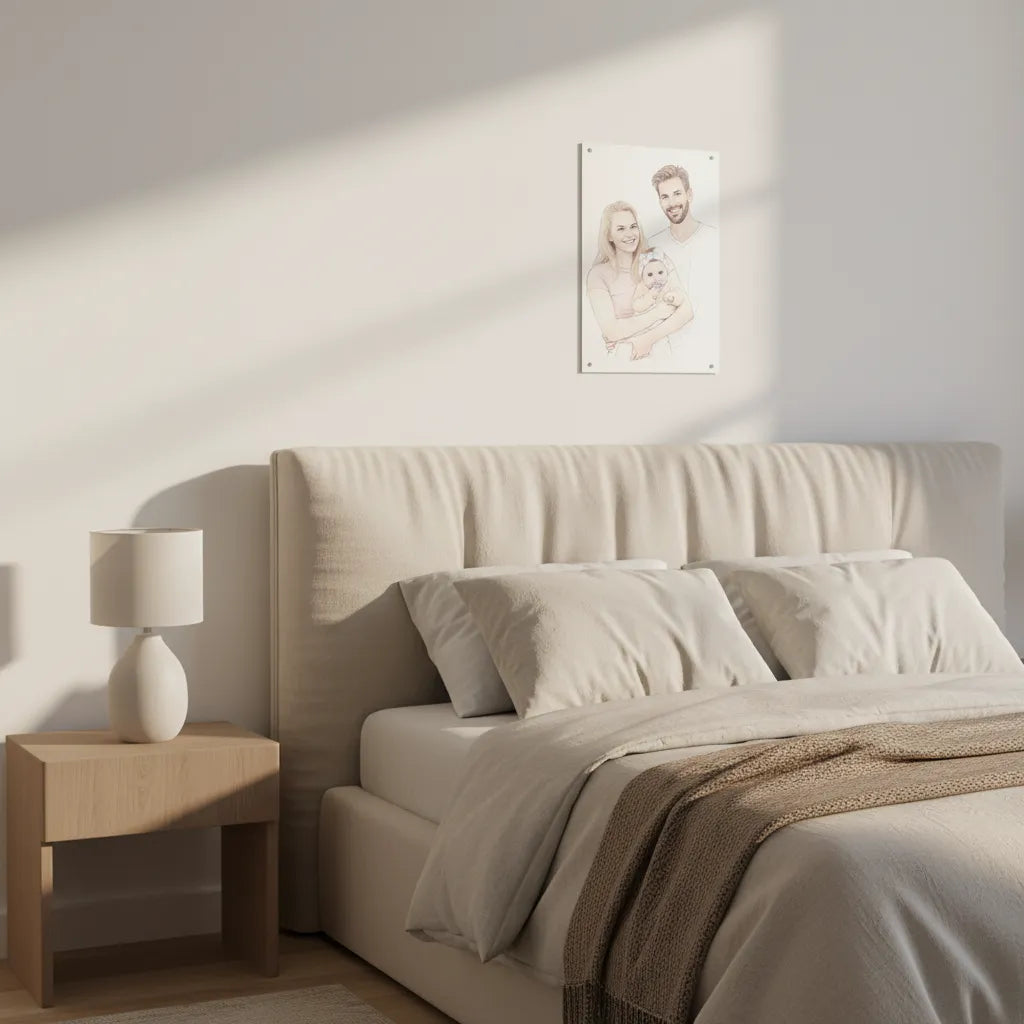 Personalisiertes Familien-Schild im Bleistift-Stil – Dein Foto als liebevolles Kunstwerk