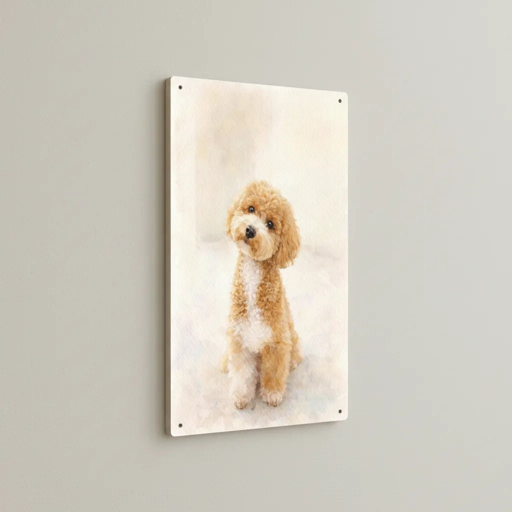 Personalisiertes Hunde-Schild im Aquarell-Stil – Dein Foto als liebevolles Kunstwerk