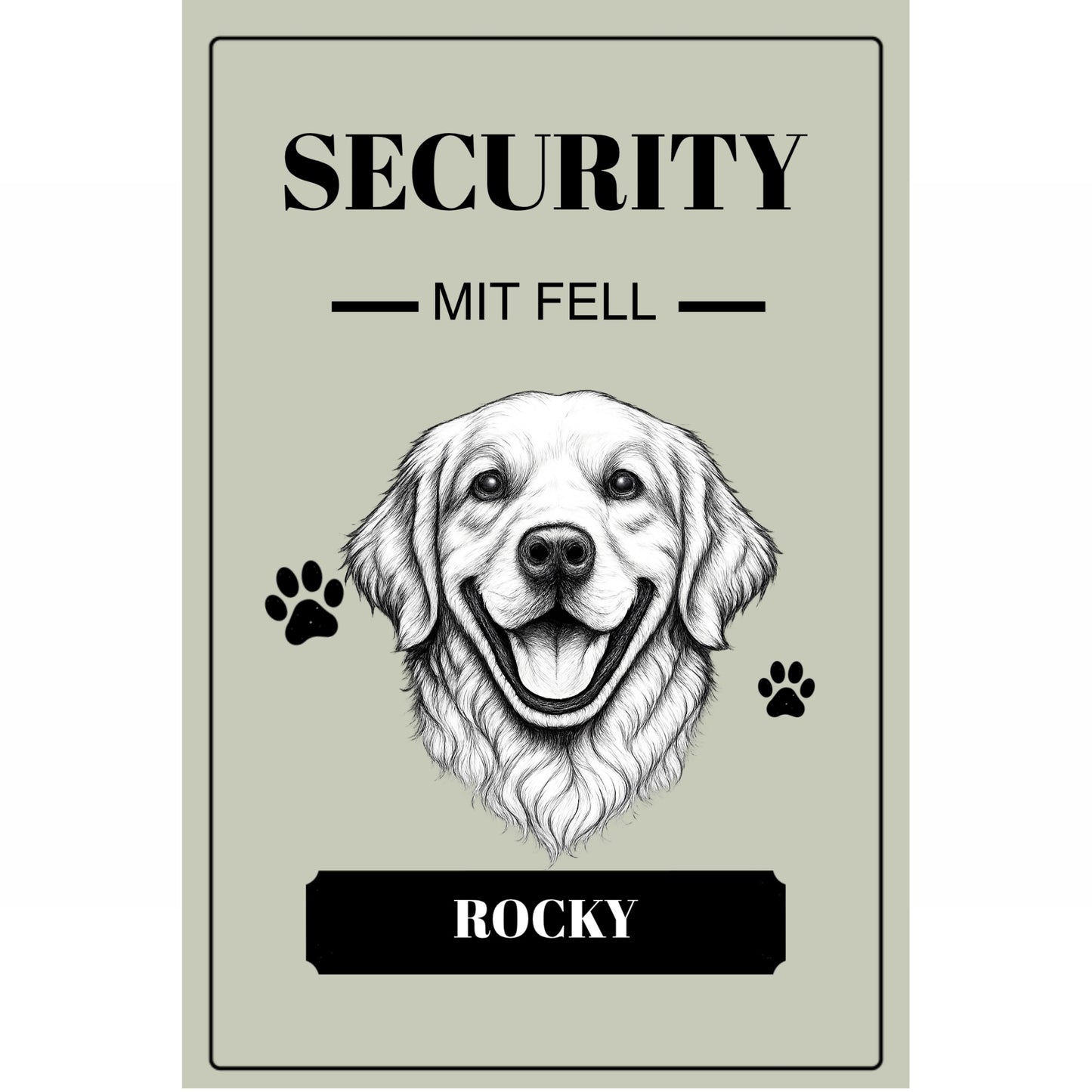 Security mit Fell – Personalisiertes Hundeschild mit Namen