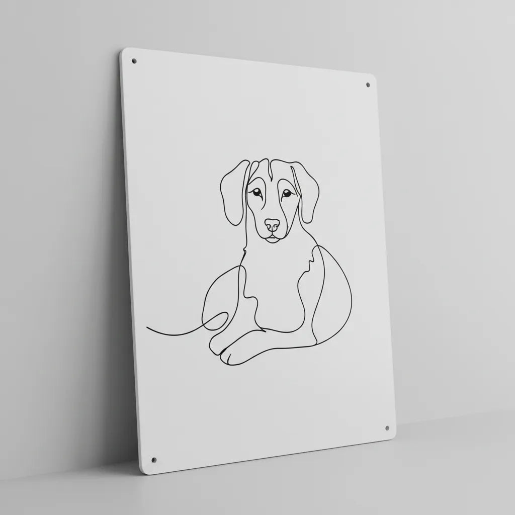 Personalisiertes Hunde-Schild im Line Art Stil – Dein Foto als minimalistisches Kunstwerk