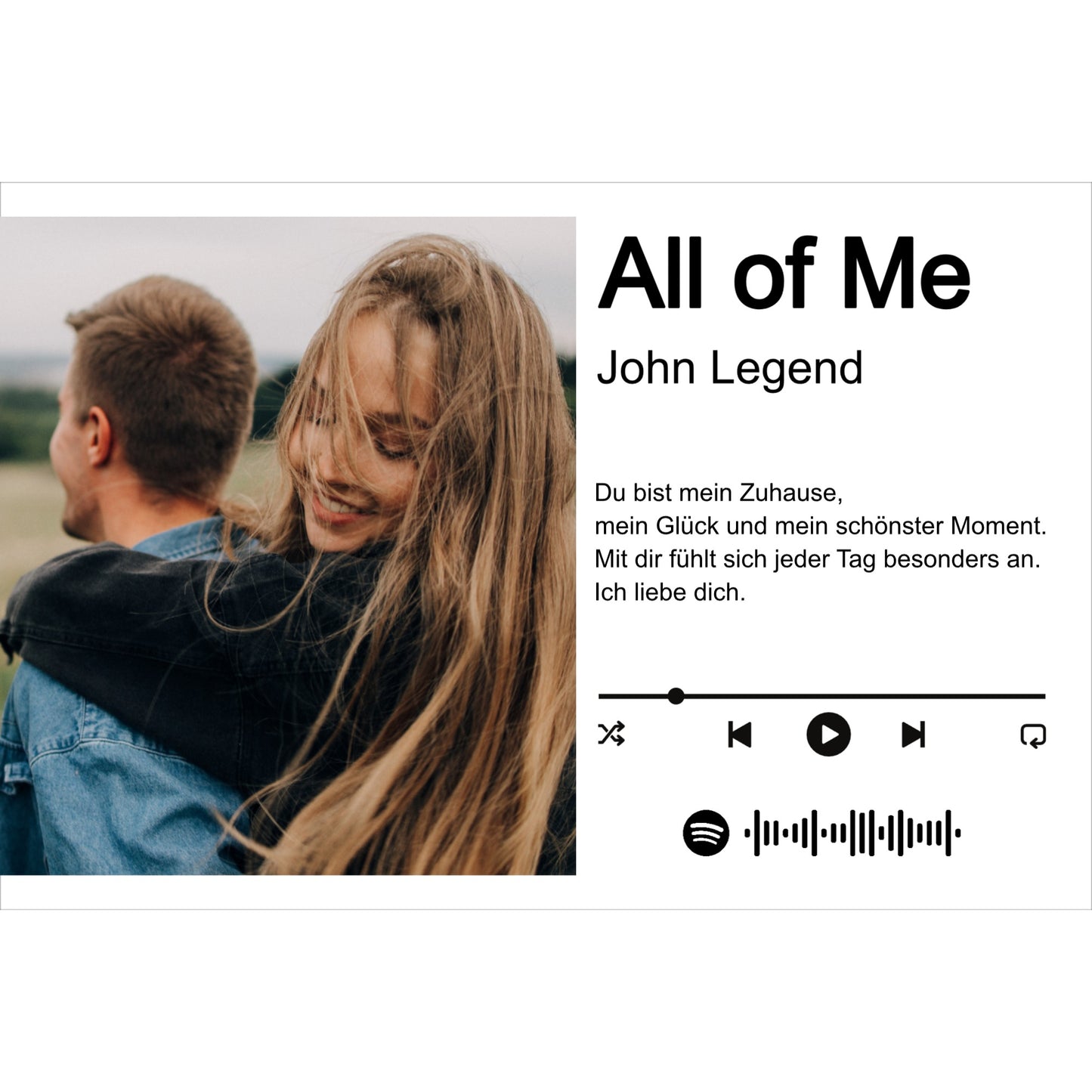 Personalisierter Song QR Code mit Foto – Euer Lieblingslied auf Alu Weiß